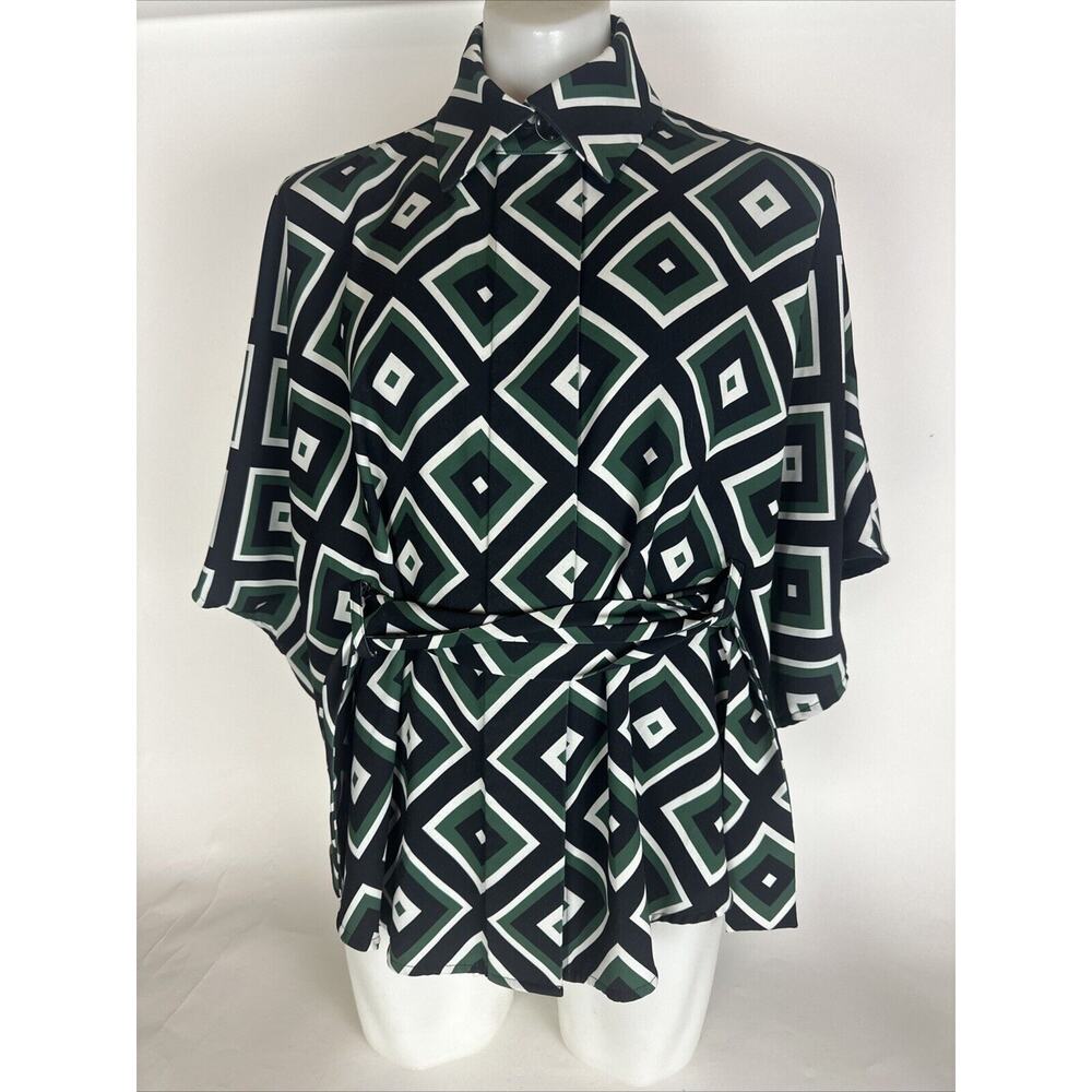 Ruti Womens THE SURPRISING BLOUSE Size S/M Geo Emerald